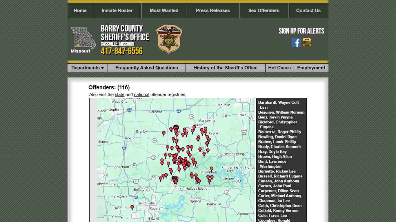 Sex Offenders - Barry County Sheriff MO