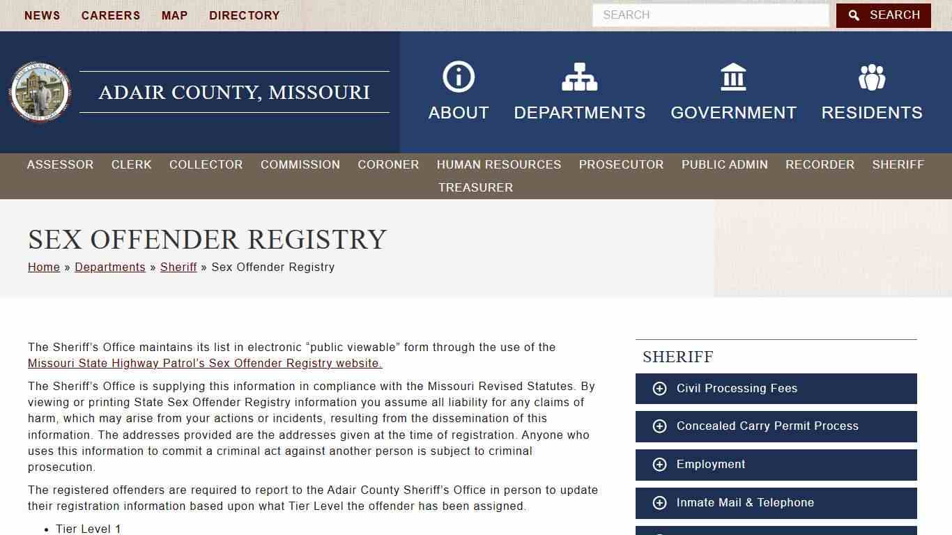 Sex Offender Registry | Adair County Missouri Government